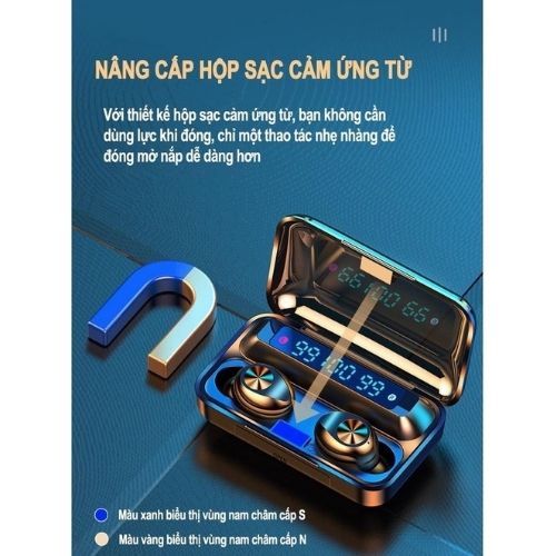 Tai Nghe Bluetooth Magicight F9-10 TWS Không Dây Pro Max 2021 - Nút cảm ứng - Hiển thị % pin – Pin trâu sử dụng lên tới 5h - Hàng Nhập Khẩu