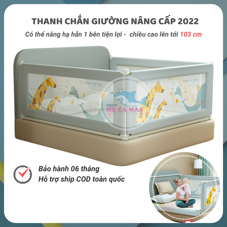 Thanh chặn giường nâng hạ 1 bên, thanh chắn giường cao 103cm có 3 màu