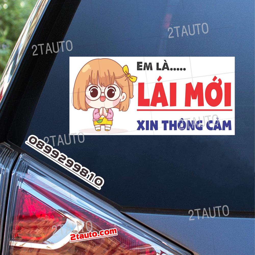 1 LOGO STICKER TEM DECAL DÁN XE LÁI MỚI XIN THÔNG CẢM MẪU NAM NỮ CUTE DỄ THƯƠNG - EM LÀ LÁI MỚI , TÙY CHỌN MẪU otofun