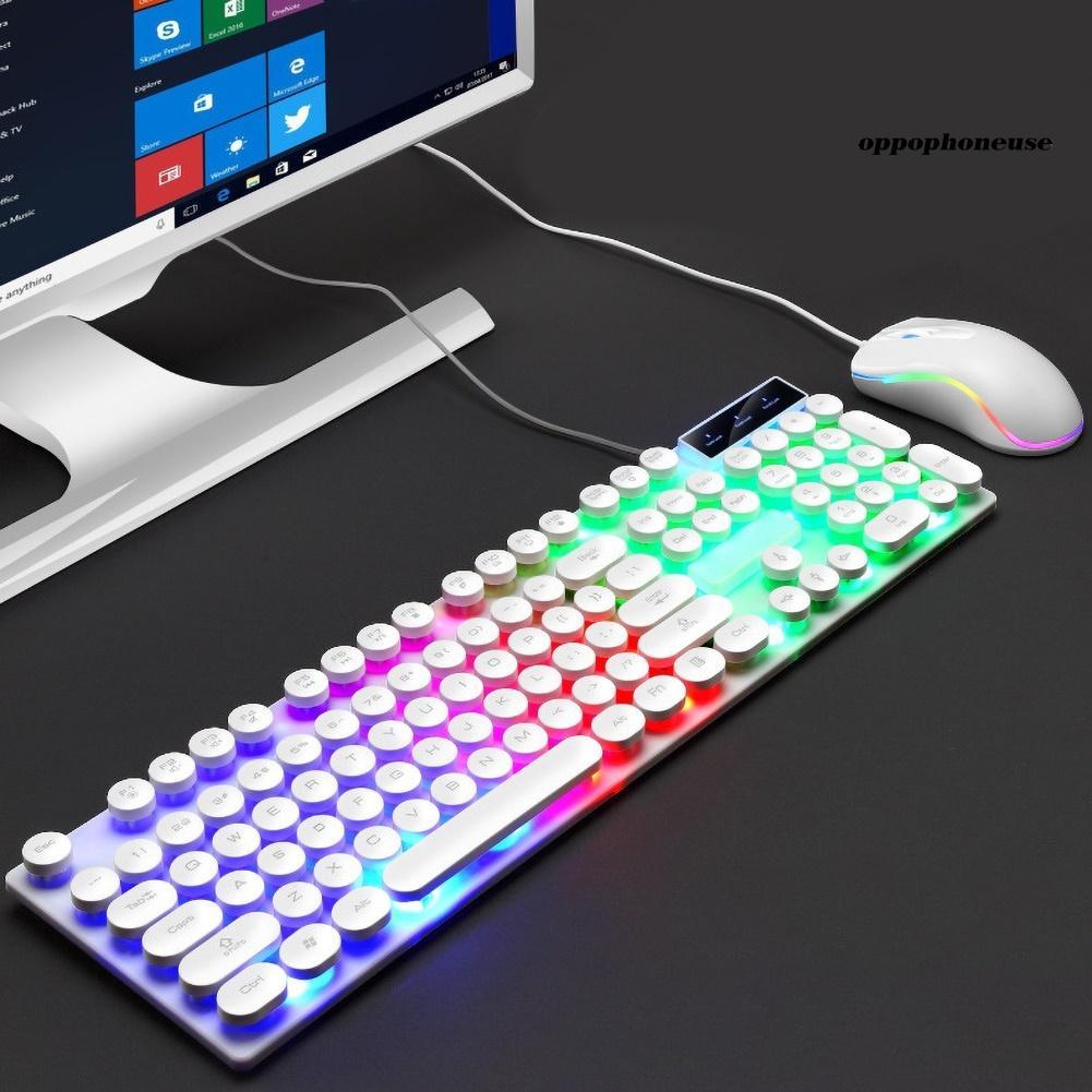 Bộ Bàn Phím Cơ Và Chuột Cơ Có Dây Và Đèn Led Nền Cho Máy Tính / Laptop