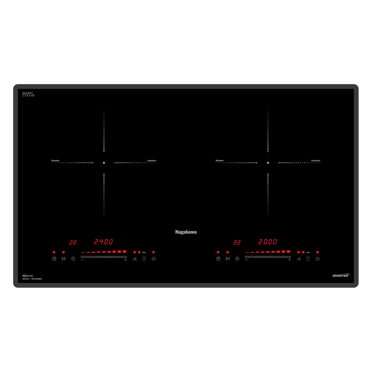 Bếp đôi điện từ Nagakawa NK2C06MS - Made in Malaysia - Hàng chính hãng
