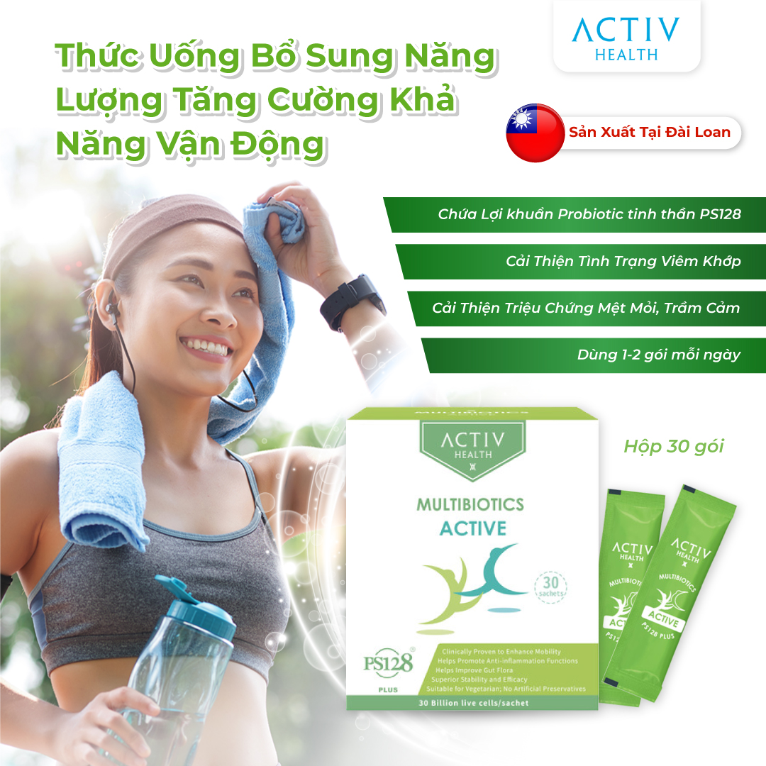 Thức Uống Dạng Bột ActivHealth Multibiotics Active Duy Trì Hệ Vi Khuẩn Đường Ruột, Hỗ Trợ Giải Tỏa Căng Thẳng, Bổ Sung Năng Lượng Cho Cơ Thể