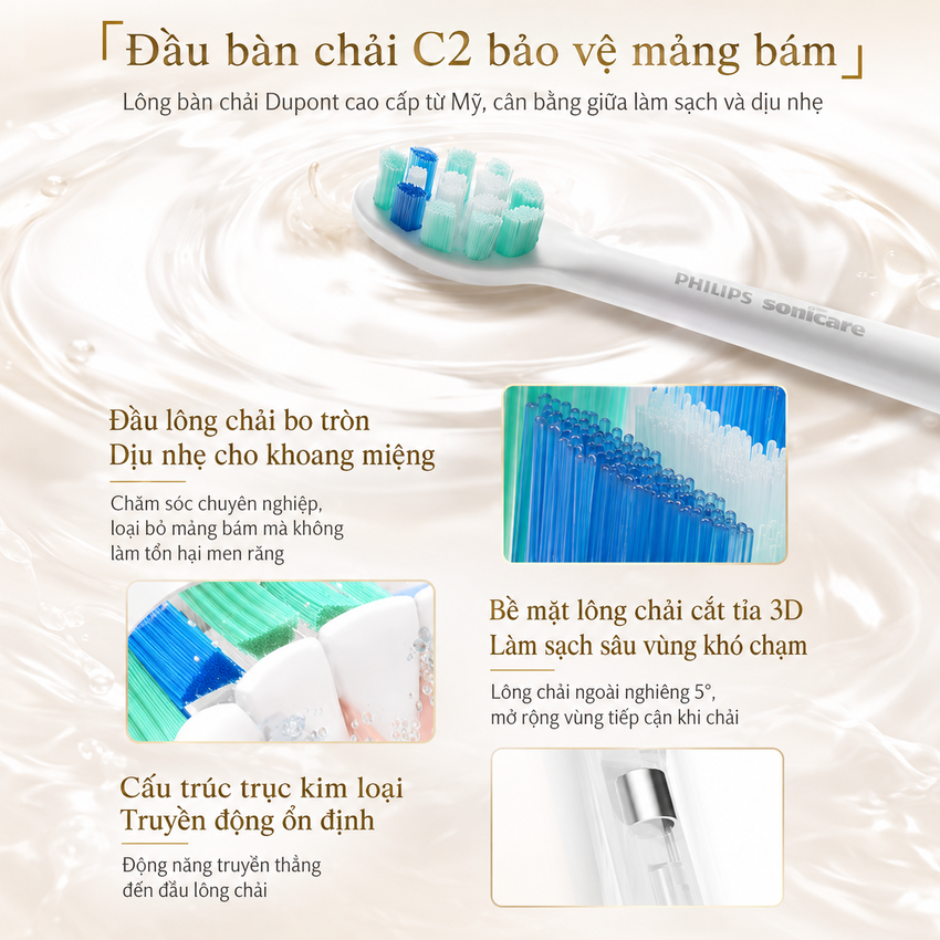 Bàn chải đánh răng điện rhương hiệu Hà Lan cao cấp Philips Sonicare Series 5200 HX3697 - 3 chế độ làm sạch - Hàng chính hãng