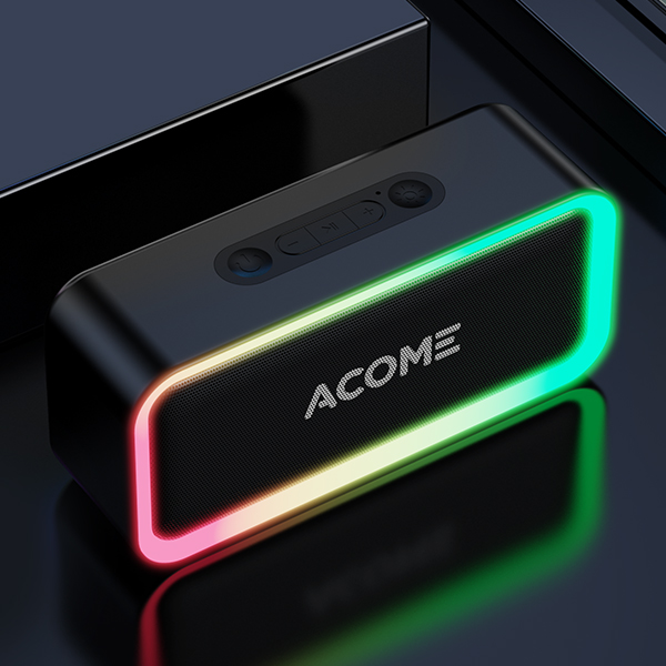 ACOME A6 Loa Bluetooth 5.0 công suất 5W với LED RGB Hỗ trợ TWS ghép đôi 2 loa Âm thanh vòm 360 độ kết hợp bass trầm thời gian nghe nhạc 6H - HÀNG CHÍNH HÃNG