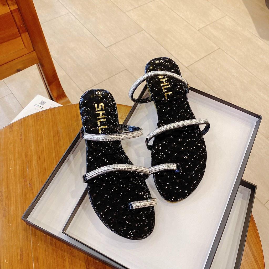 Dép Nữ đẹp Xỏ Ngón Đính Đá Quai Mảnh đi biển thời trang hè 2021 mã DDXB MINHTUYETSHOES