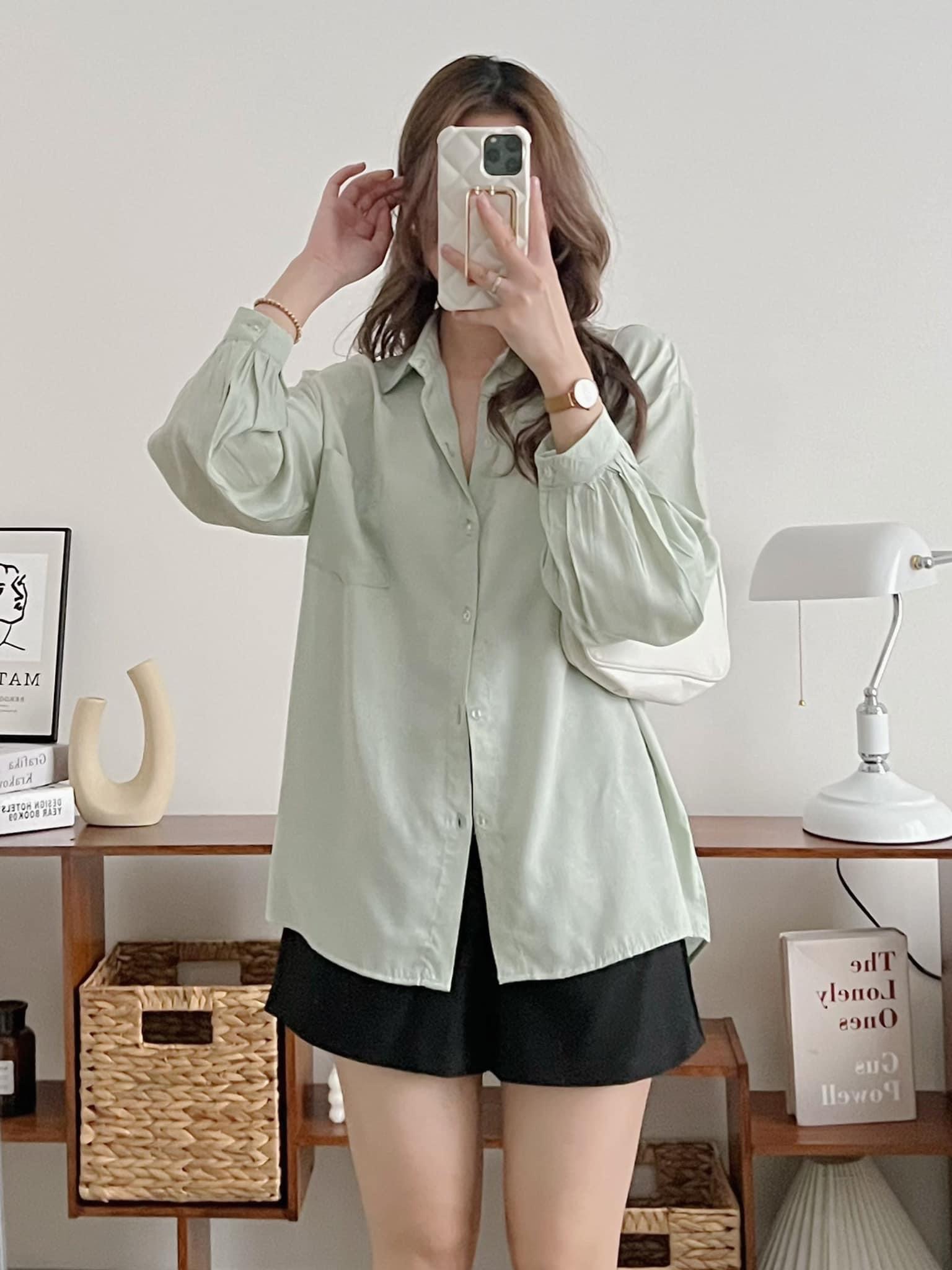 Áo sơ mi lụa hàn form basic kiểu hàn quốc