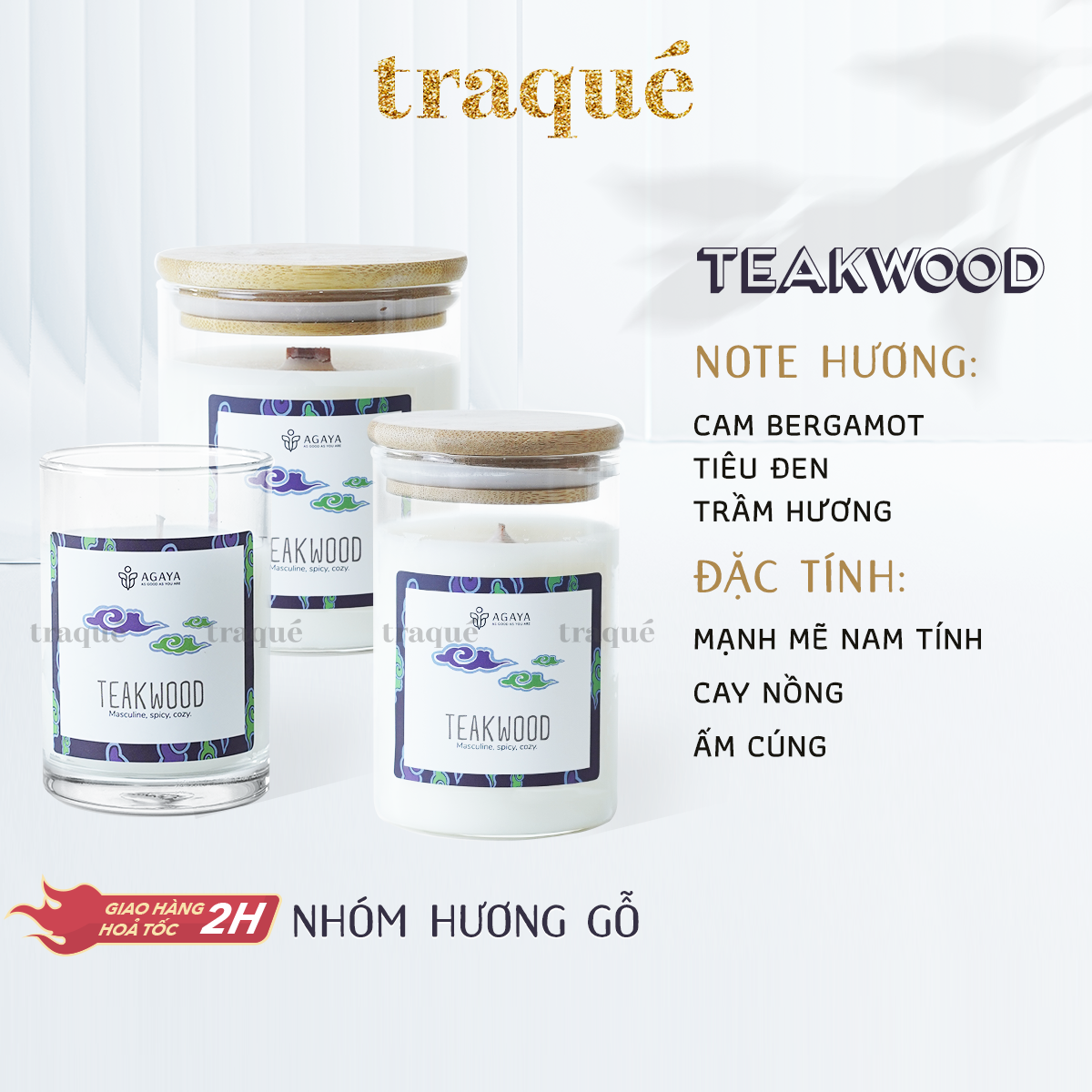 Nến thơm tinh dầu cao cấp không khói an toàn Candle Cup - TAEKWOOD - L - 350G (CÓ NẮP)