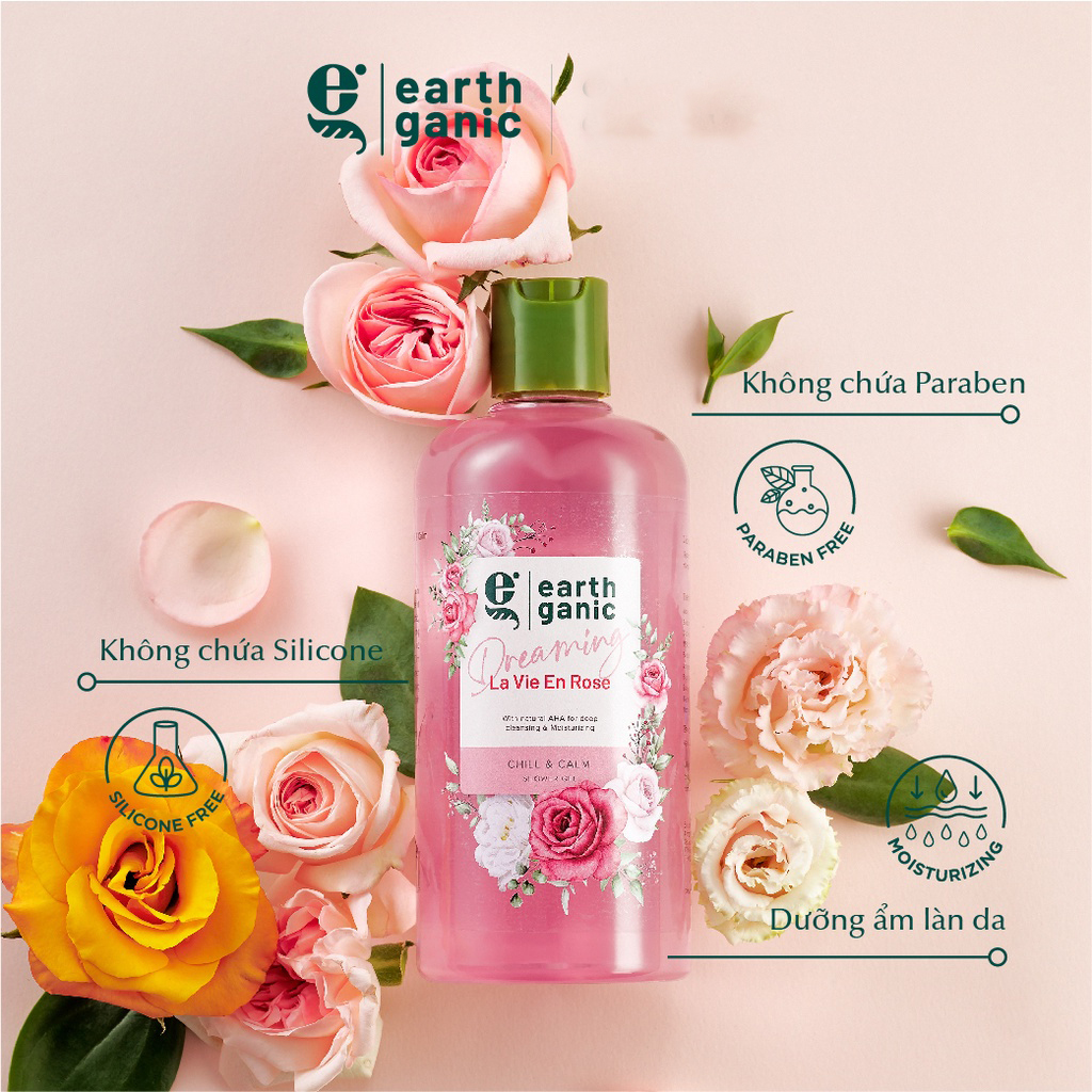 Sữa tắm Earthganic Chill & Calm Hương Hoa hồng 500ml