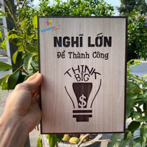 Tranh Slogan Động Lực Gỗ Treo Tường &quot;Nghĩ lớn để thành công&quot; mẫu bán chạy