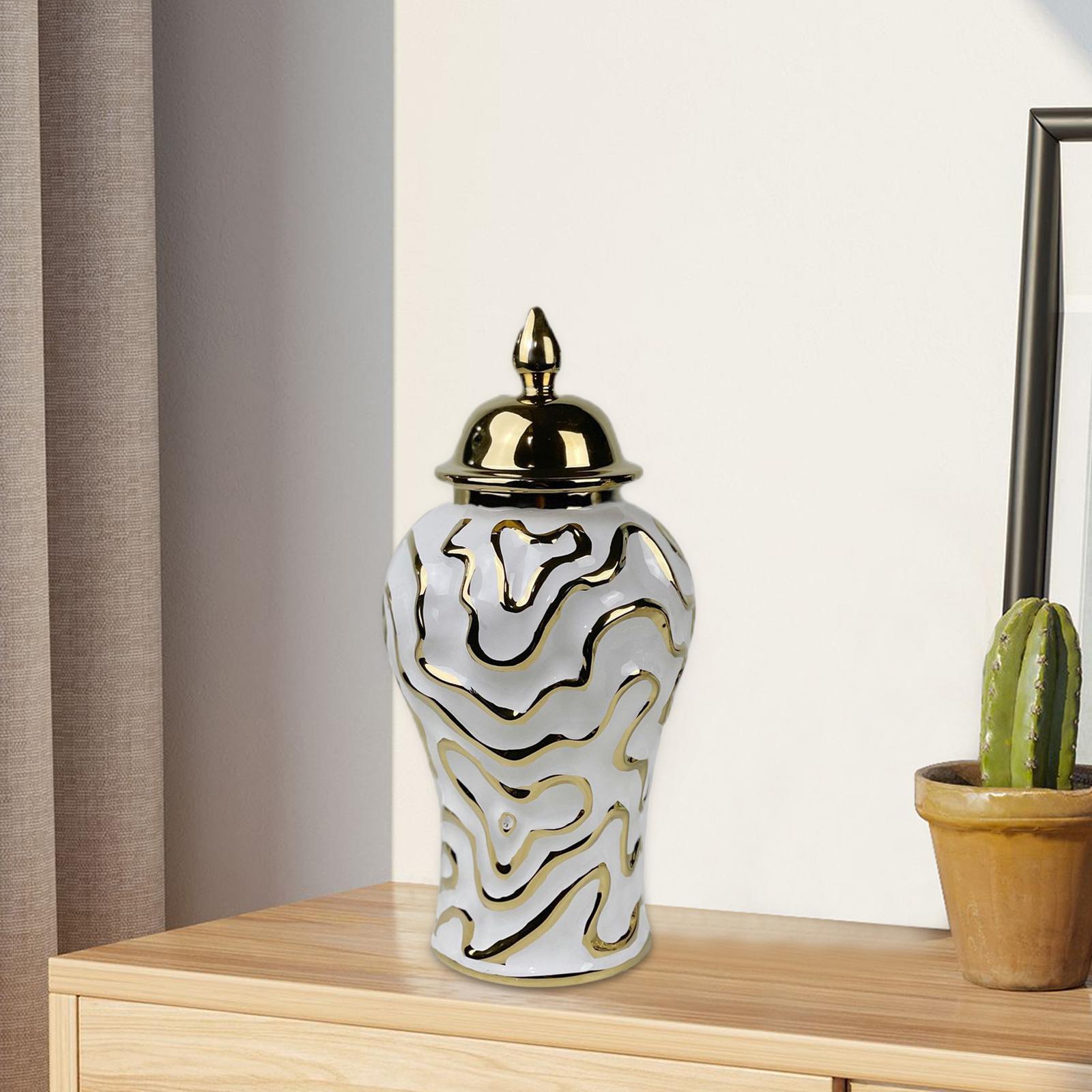 Porcelain Ginger Jar with Lid Traditional Decor Jar Ceramic Flower Vase