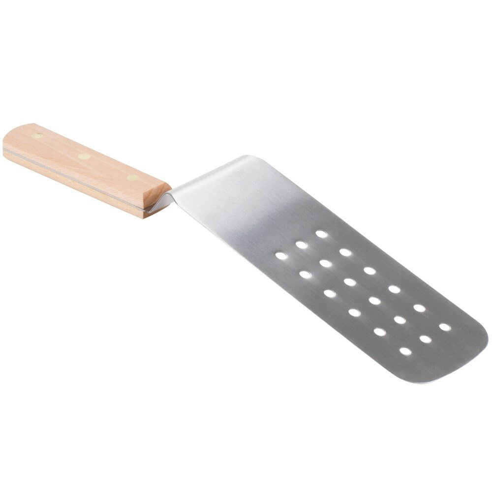Xẻng Xúc Thịt Nướng BBQ, Chiên Rán Chảo Nướng Phẳng, Thép High Carbon Cao Cấp, Mặt Lỗ 203 mm x 75 mm Chuôi Gỗ, Chính Hãng Mỹ Dexter USA