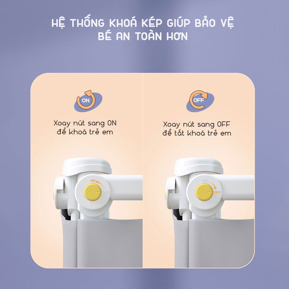 Thanh chắn giường cho bé cao cấp KidAndMom BR02 cao tới 105cm, hạ được 1 góc, thiết kế chống kẹt, chống vấp ngã, 24 nắc điều chỉnh mẫu mới nhất trượt lên xuống