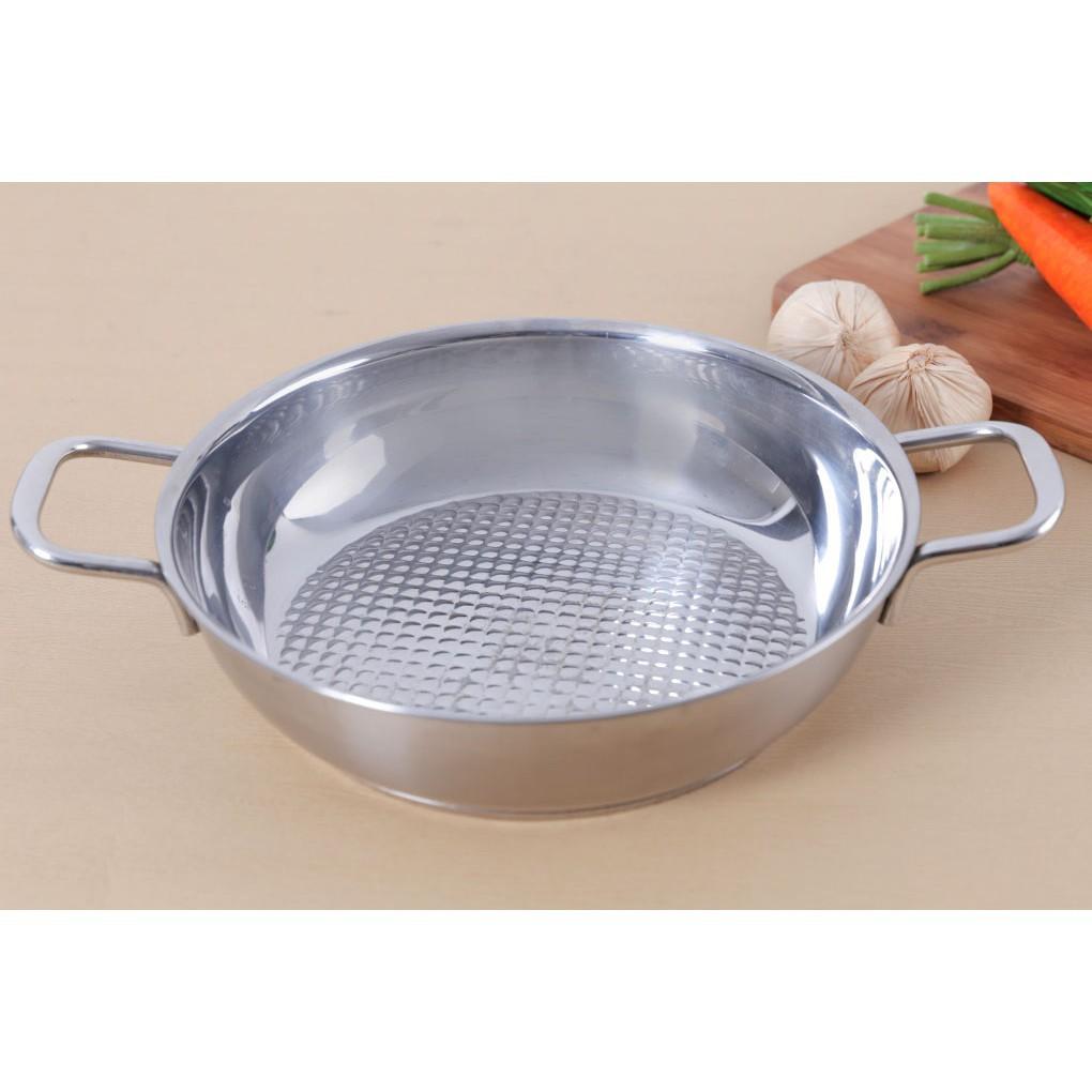 Chảo lẩu caro Inox 3 đáy FIVESTAR 24cm vung kính, dùng được bếp từ , hồng ngoại , gas - shopbepxinh