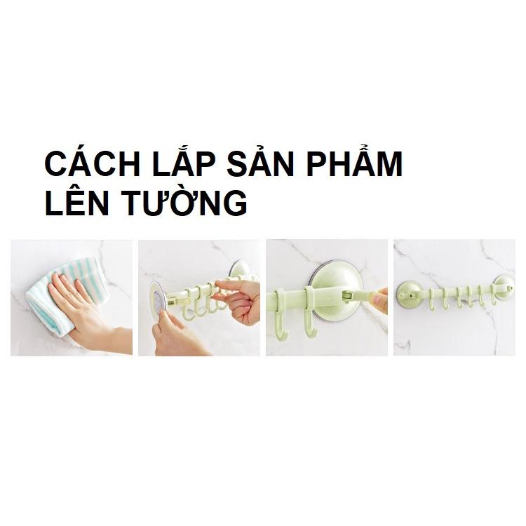 Móc treo đồ hút chân không loại 6 móc Giá treo đồ hít tường dùng cho nhà bếp và toilet