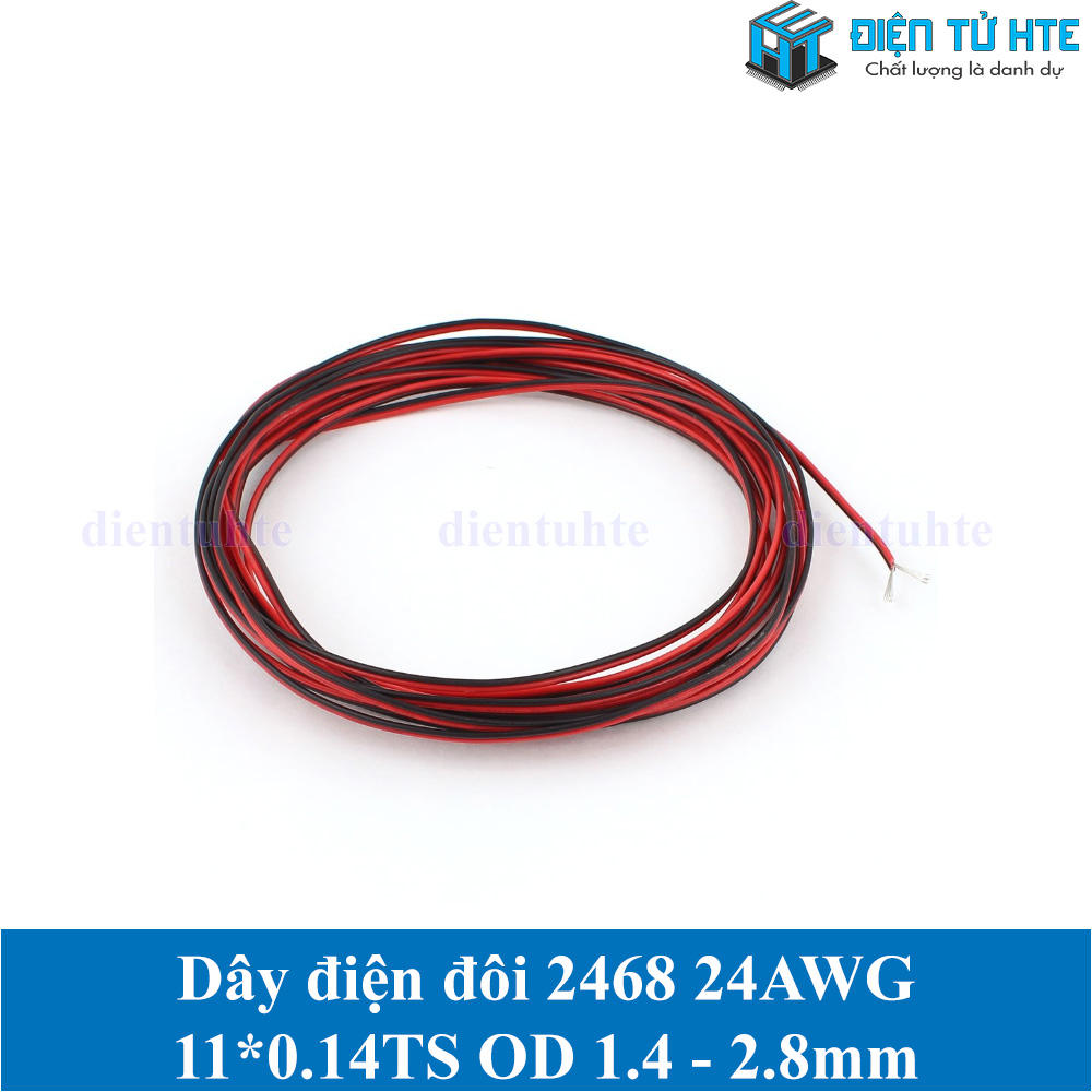 Combo 5 mét Dây điện đôi Đen đỏ 2468 24AWG 11*0.14TS OD 1.4 - 2.8mm