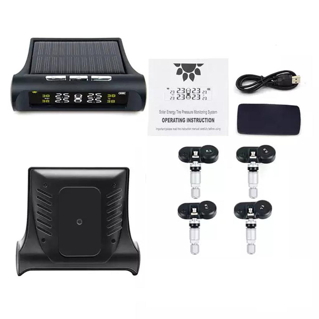 RV Car TPMS Tire Pressure Alarm Monitor System Solar Powered External Sensor
