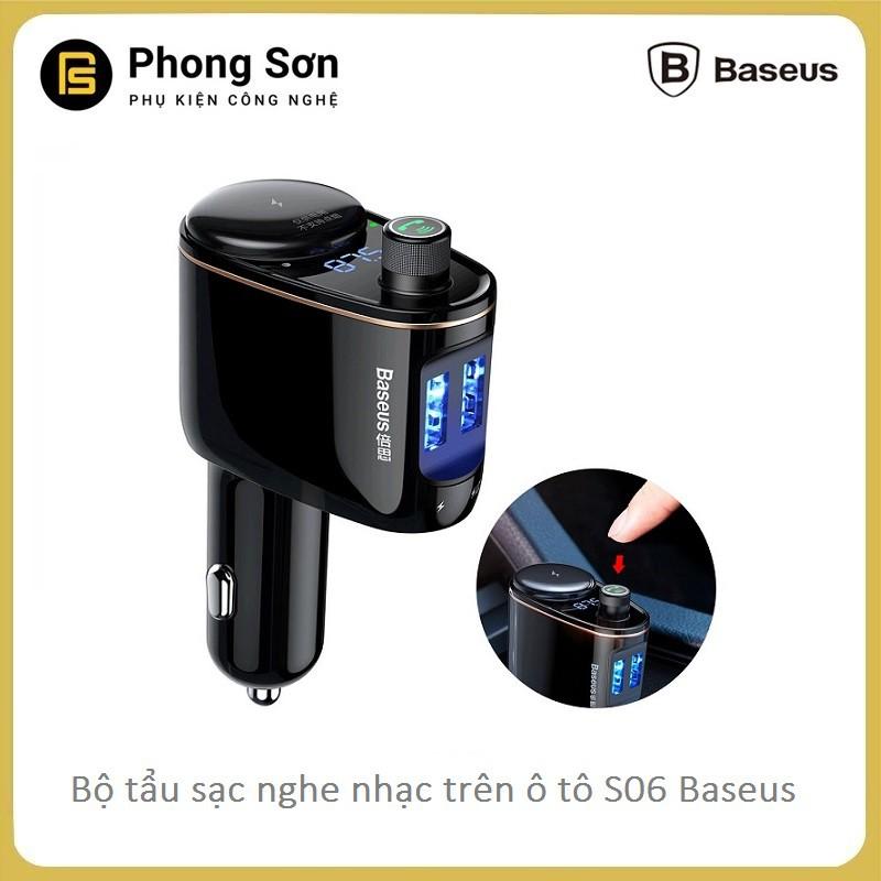 Bộ tẩu sạc nghe nhạc trên xe hơi Baseus S06 Locomotive Bluetooth MP3 Vehicle Charger - Hàng Chính Hãng