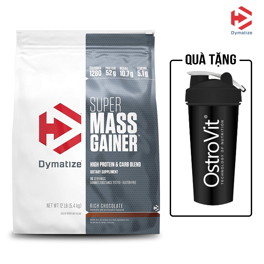 Super Mass Gainer 12lbs (5.4 kg) + Quà Tặng Sữa Hỗ Trợ Tăng Cân - Tăng Cơ Chính Hãng Dymatize