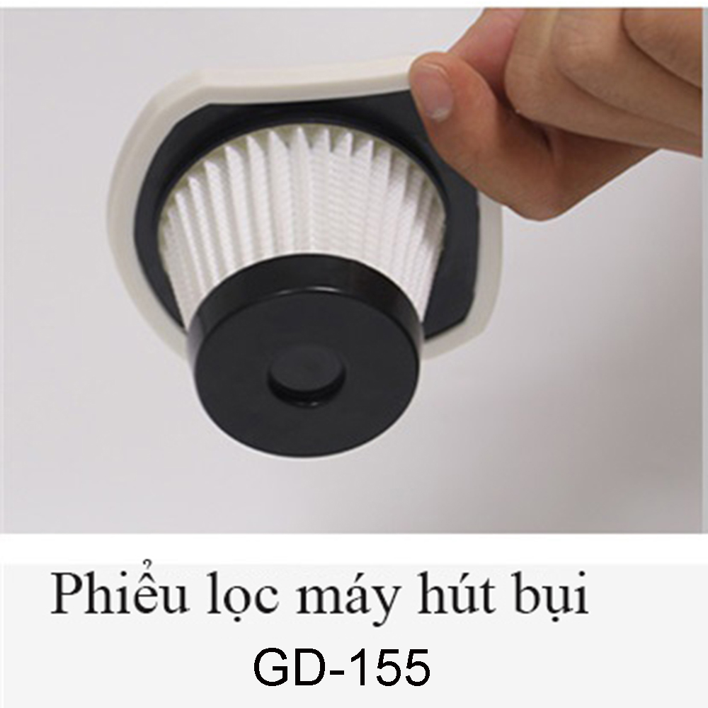 Máy hút bụi cầm tay không dây loại sạc pin dùng cho gia đình GD-155 - công suất 120w - lực hút 4000kpa - dung lượng pin 2000mAh - có thể hút bụi khô và nước - màu đen - Hàng Chính Hãng