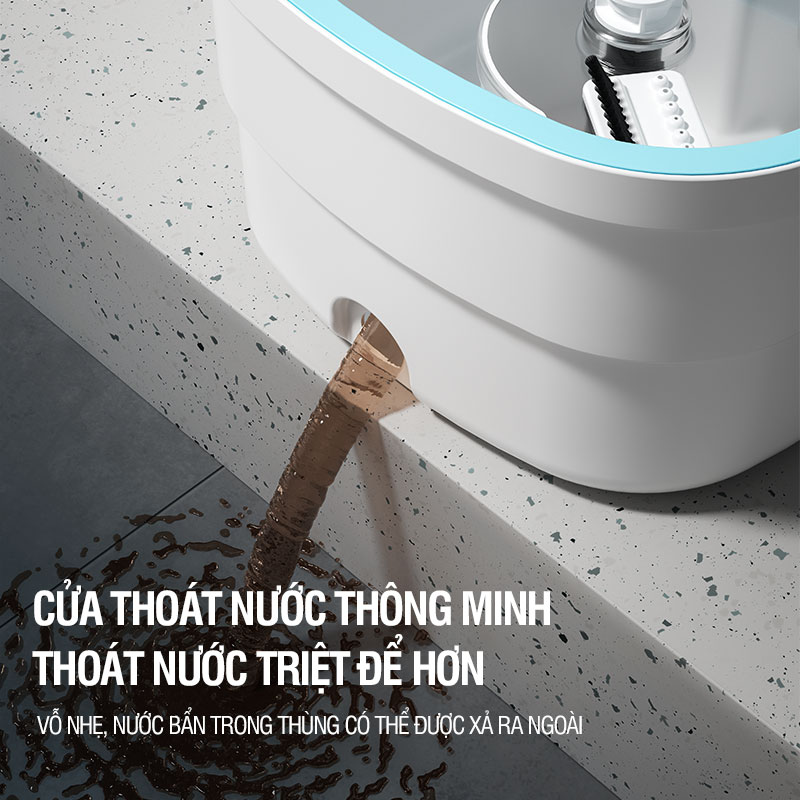 Cây lau nhà tách nước bẩn, chổi lau nhà tự vắt thông minh 360 độ lau sạch khô nhanh - Kitimop N09