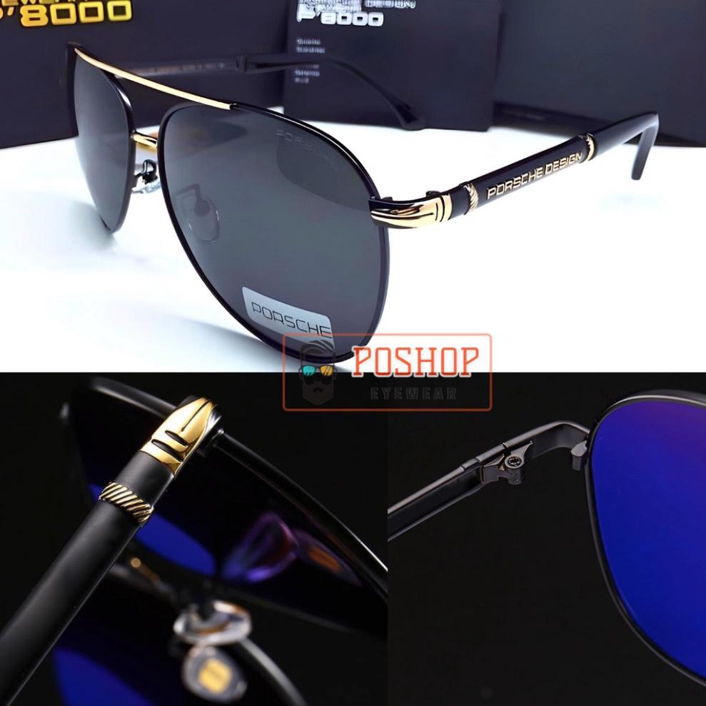 Kính mát nam POSHOP tròng phân cưc polaroid uv400 chóng chói gọng phi công cổ điển thời trang dễ đeo PO8738
