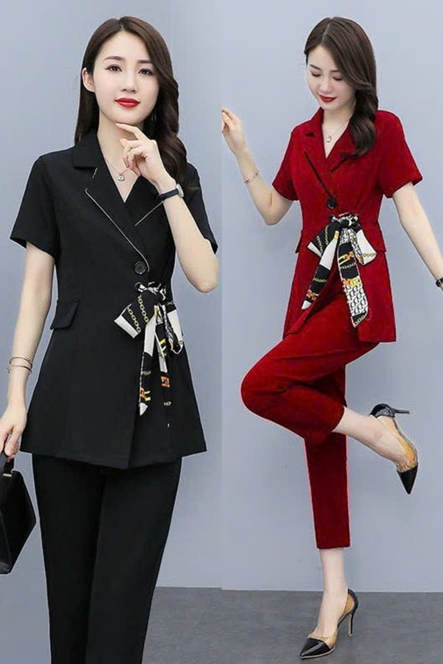 SET BỘ VEST NỮ PHỐI NƠ CAO CẤP