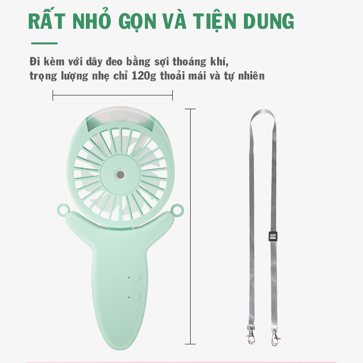 Quạt hơi nước mini cầm tay để bàn hoặc đeo cổ phun sương làm mát pin tích điện