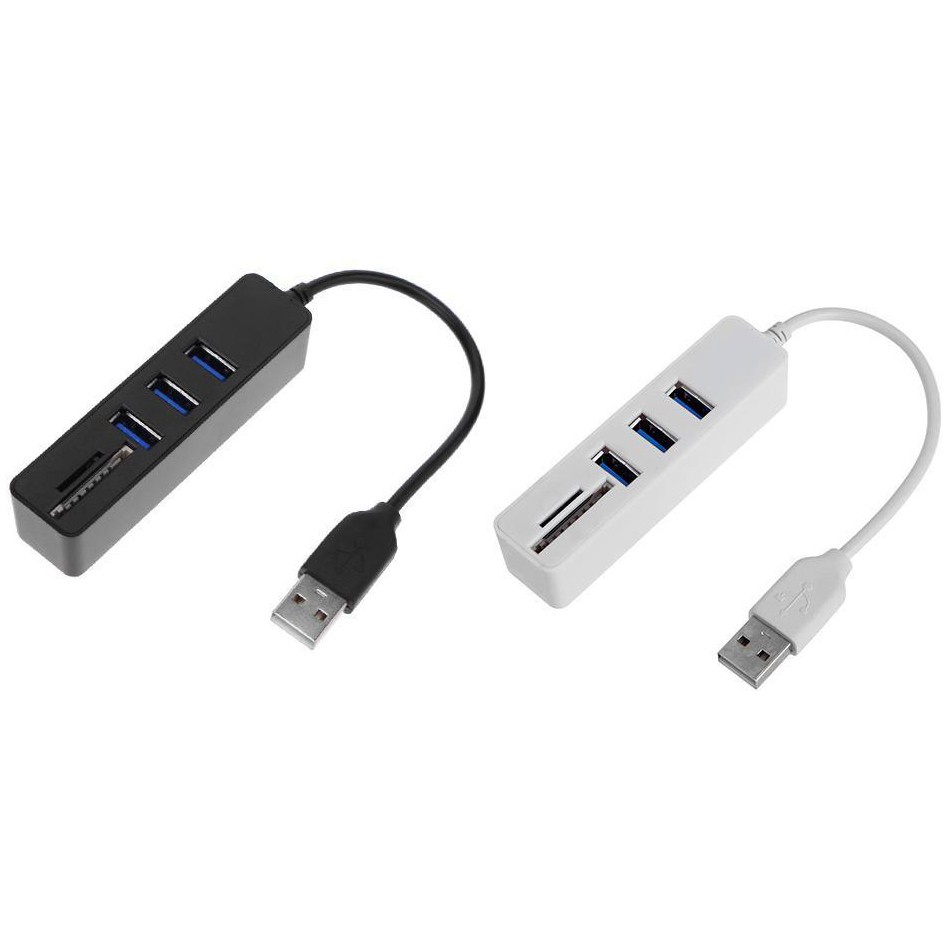 Hub USB 3 Cổng Kèm 2 Khe Đọc Thẻ Nhớ Micro và SD - Hàng Nhập Khẩu