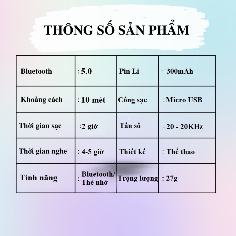 Tai Nghe Bluetooth Kiểu Dáng Thể Thao M1 - Tích Hợp Khe Cắm Thẻ Nhớ TF - Hiệu Ứng Âm Thanh Nổi Sống Động