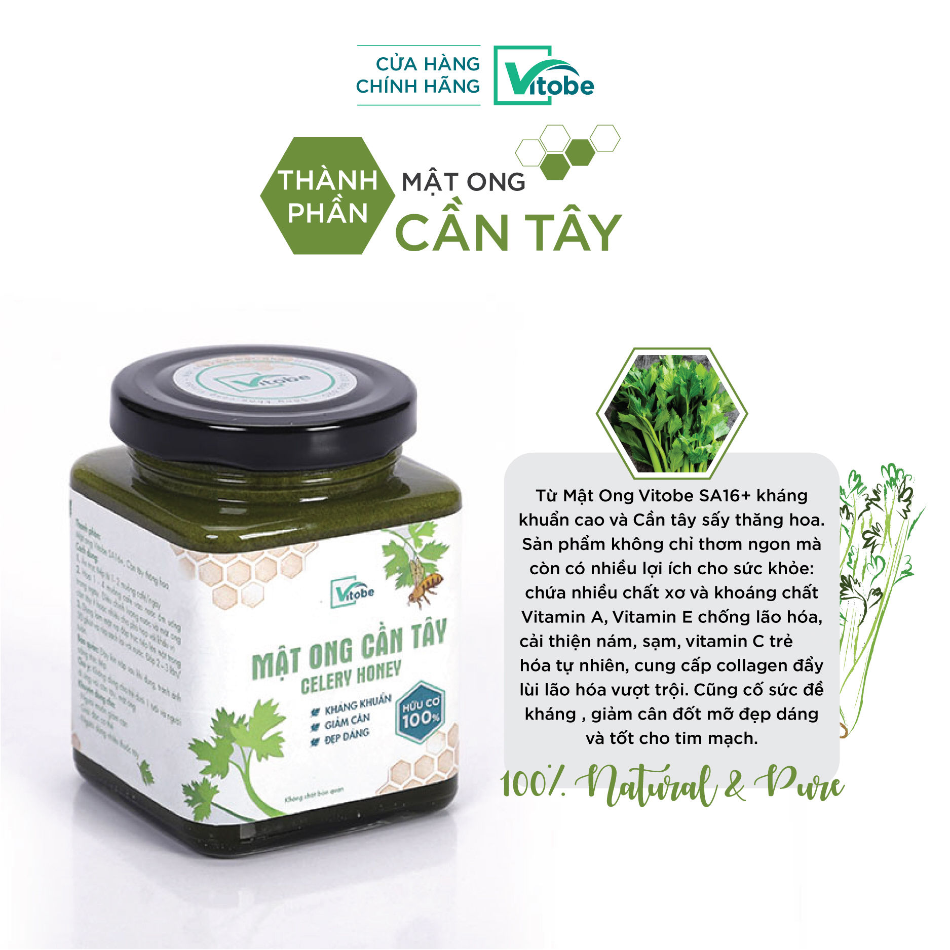 Mật Ong Cần Tây Vitobe - Hữu Cơ 100% - Lấy lại vóc dáng chuẩn xinh