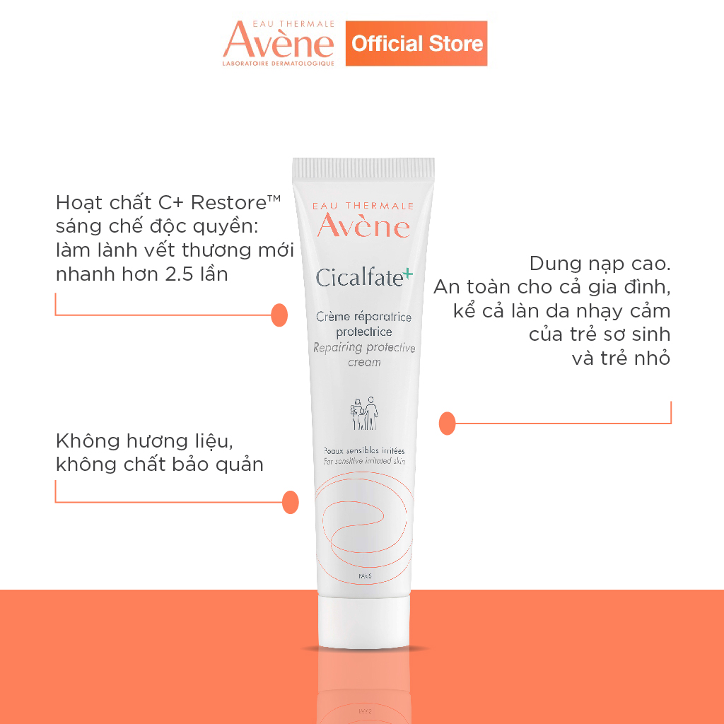 Kem làm lành da nội sinh, ngăn ngừa nhiễm khuẩn AVÈNE CICALFATE+ 40ml