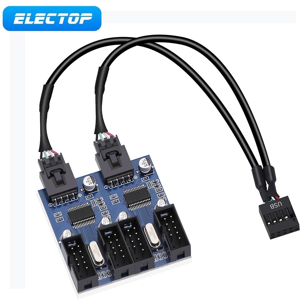 Electop USB 9pin Thẻ mở rộng nam 1 đến 2/4 nữ mở rộng bộ chuyển đổi cáp mạch 2.0 Hub cho bo mạch chủ máy tính để bàn