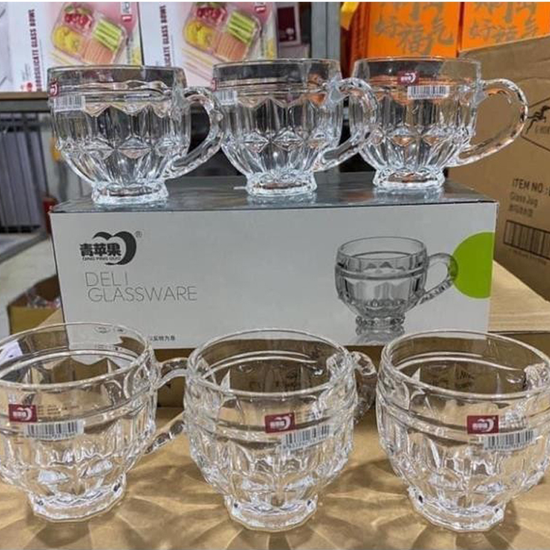 Bộ 6 Cốc Thủy Tinh Có Quai Uống Trà, Uống Cà Phê Hoặc Uống Gì Cũng Được