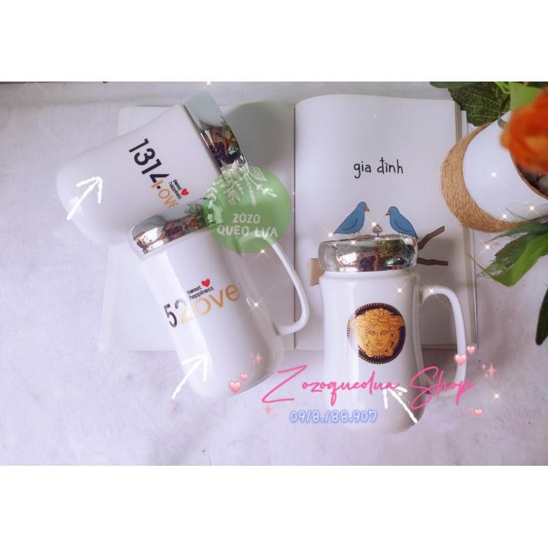 Ly sứ giữ nhiệt nắp tráng gương cao cấp