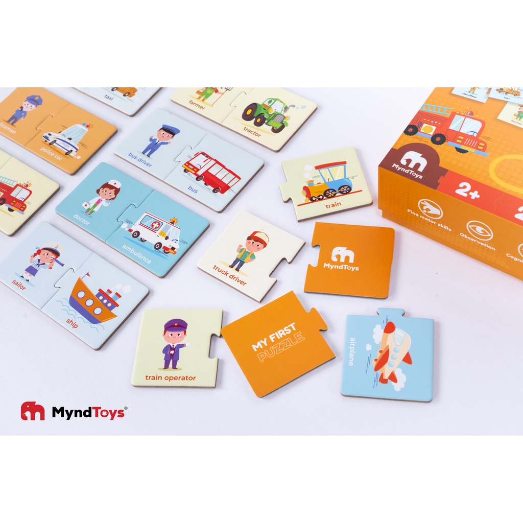 Đồ Chơi Xếp Hình MyndToys My First Puzzle - Jobs & Transportation (Chủ Đề Nghề Nghiệp) Cho Bé Trên 2 Tuổi