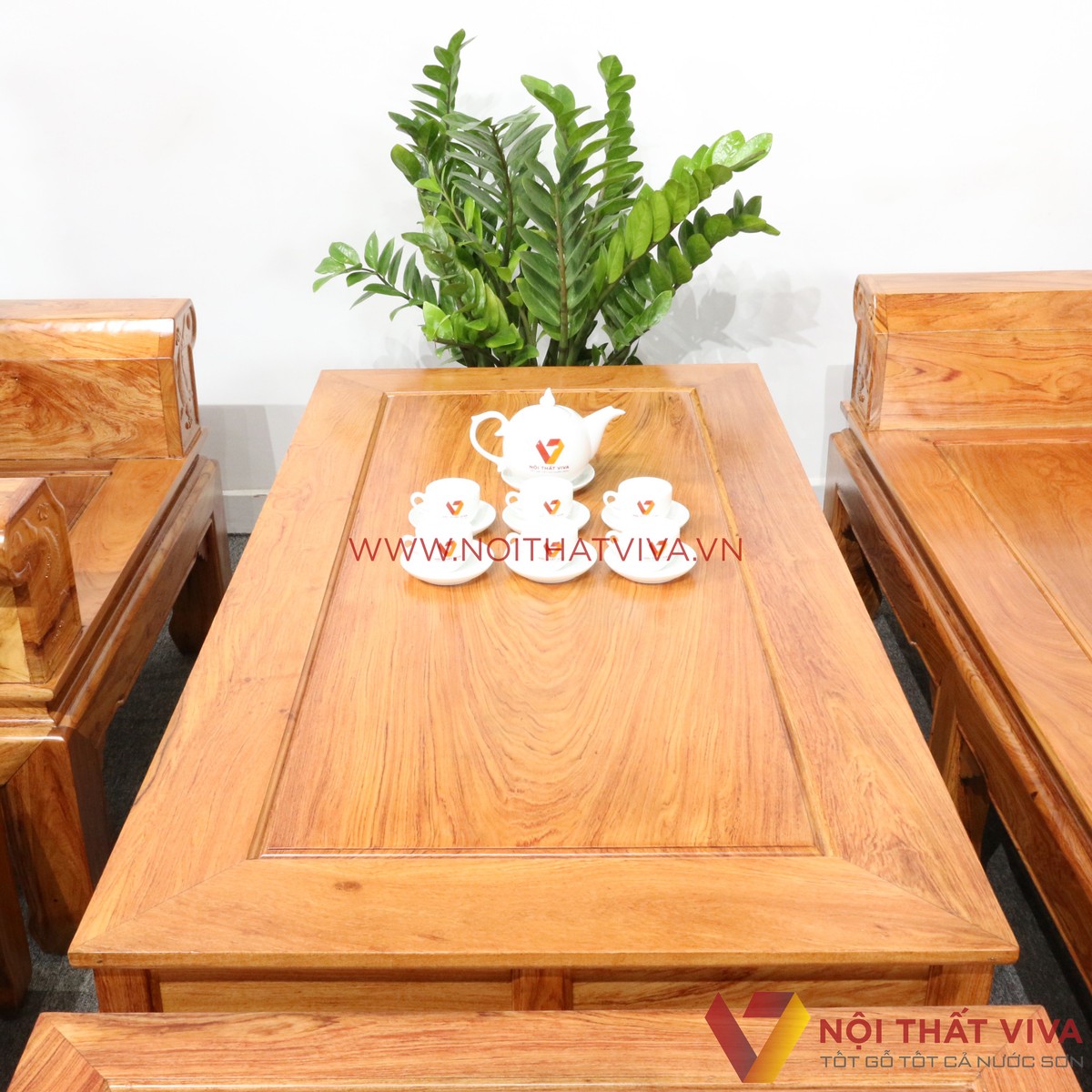 Bộ Bàn Ghế Salon Tần Thủy Hoàng Gỗ Hương Đá Chạm Tượng 6 Món Cao Cấp