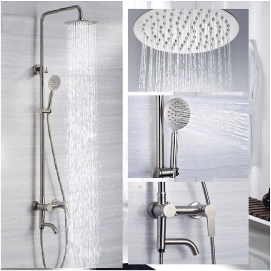 Sen tắm đứng nóng lạnh tròn inox 304