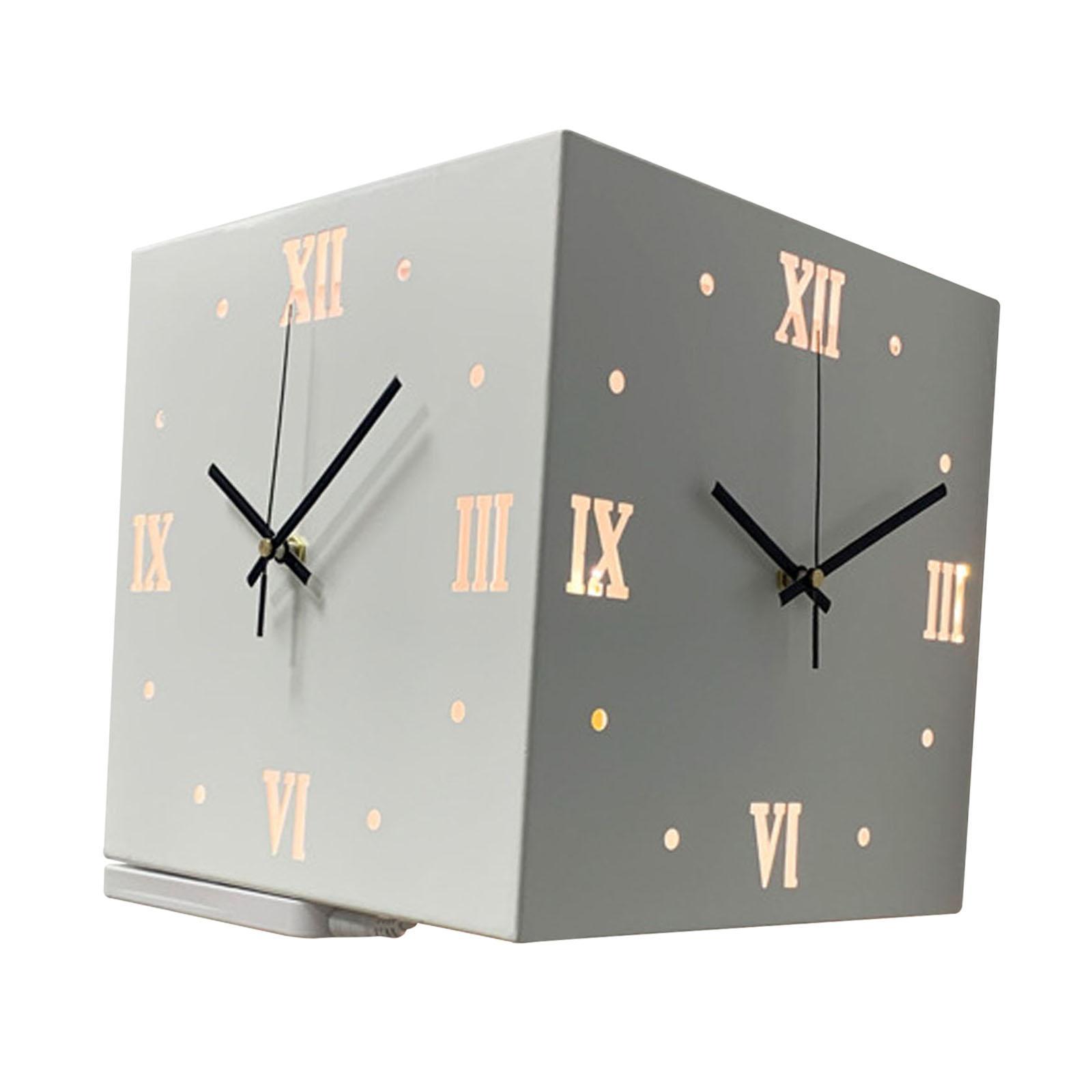 Double Sided Corne Wall Clock Modern Wall Clock with Roman Numerals Square Easy to Read Indoor Outdoor Clock for Classroom Office Decoration