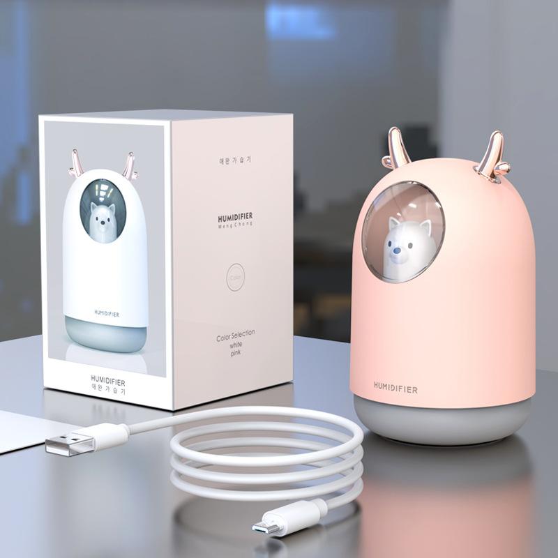 Thiết Bị Gia Dụng USB Tạo Độ Ẩm 300Ml Thú Dễ Thương Siêu Âm Cool Mist Hương Thơm Không Khí Máy Khuếch Tán Tinh Dầu Màu Sắc Lãng Mạn LED Humidificador