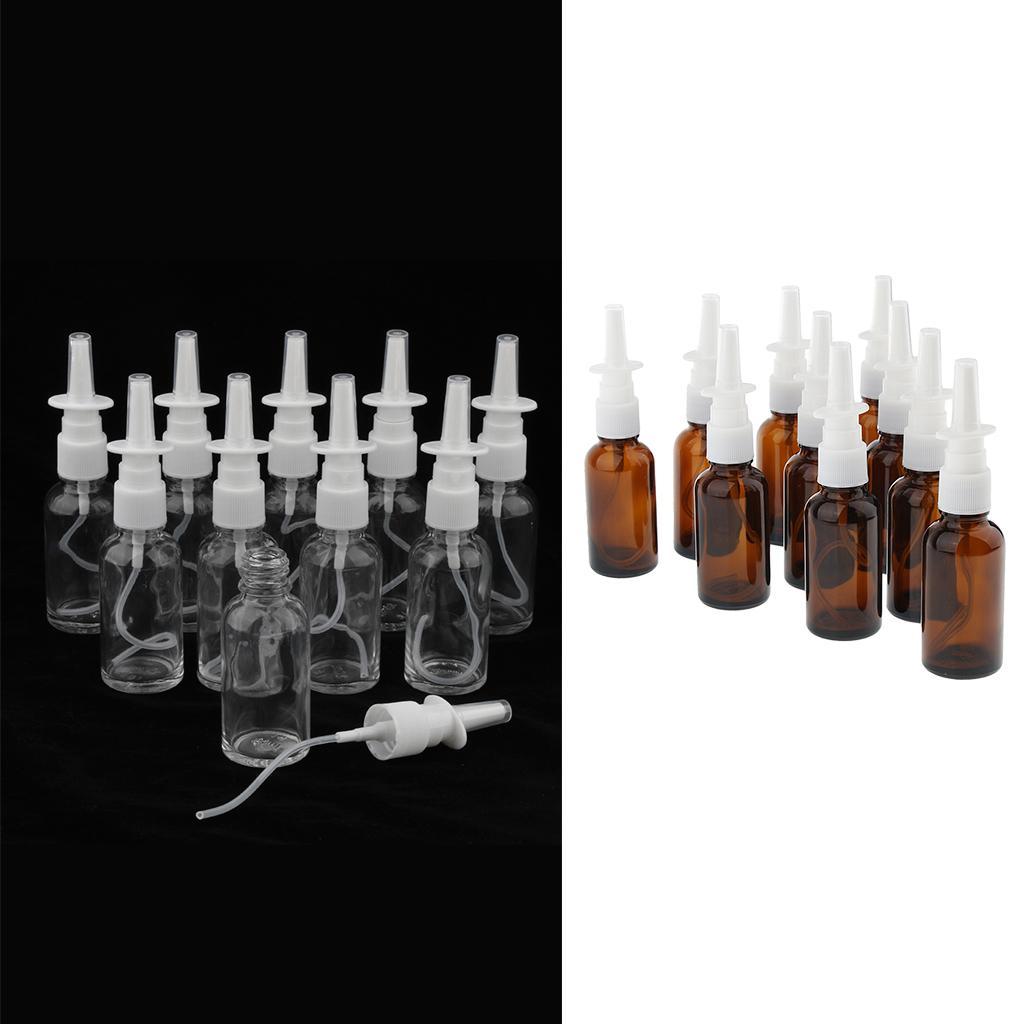 20 Pieces 30 Ml Empty Nasal Spray Bottle, Fine Glass Mist Bottle, Sterile Nasal Spray for on The Go Amber / Clear