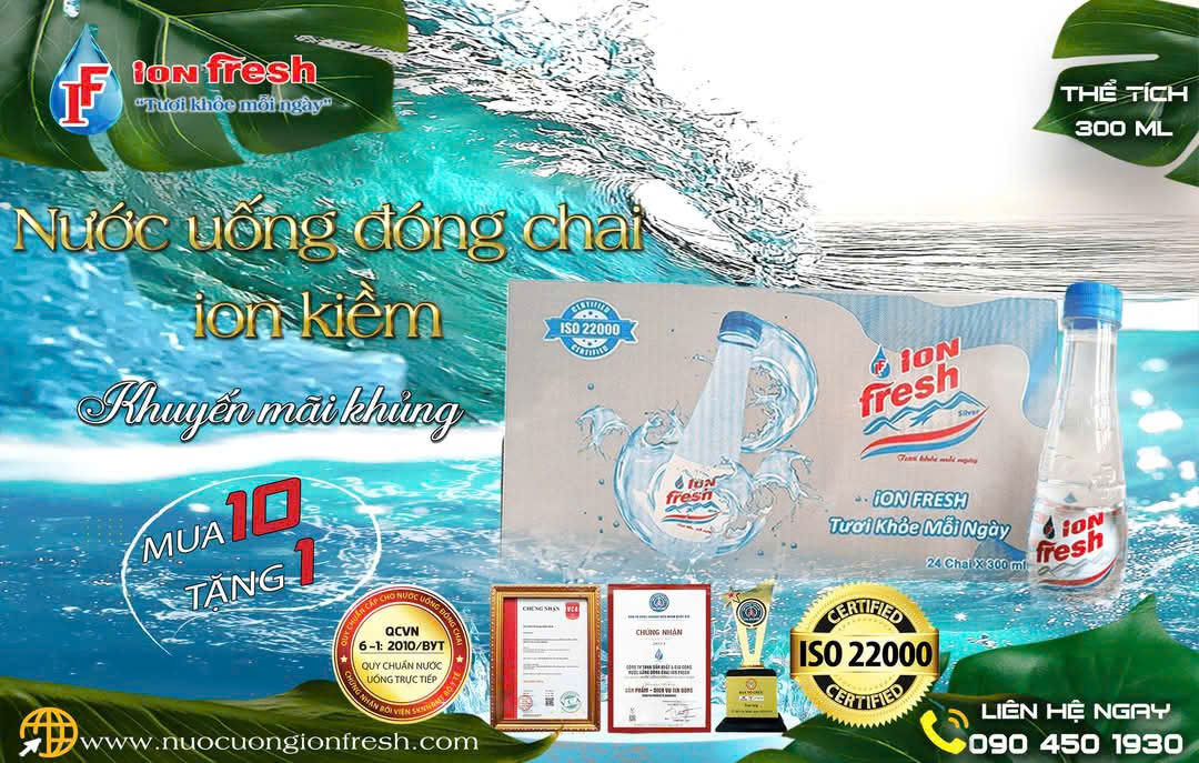Nước uống đóng chai iON kiềm 300ml - iON FRESH thùng 24 chai