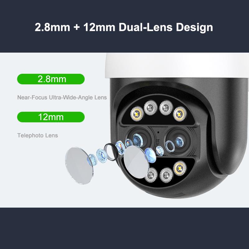 MediaSite 8MP 4K 8x Lai Zoom 2.8 12mm Ống Kính Kép PTZ Camera IP WiFi Phát Hiện Con Người An Ninh camera Giám Sát Video ICsee