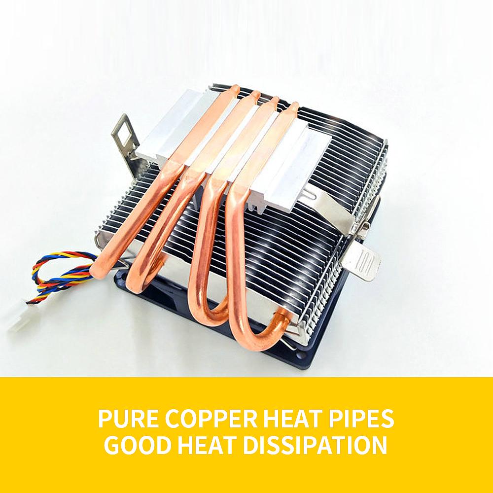 V4 CPU Cooler 4 Copper Heat Pipes 3Pin Colorful Quiet Cooling Fan Replacement for Intel LGA 775/1150/1155/1156/1151/1366