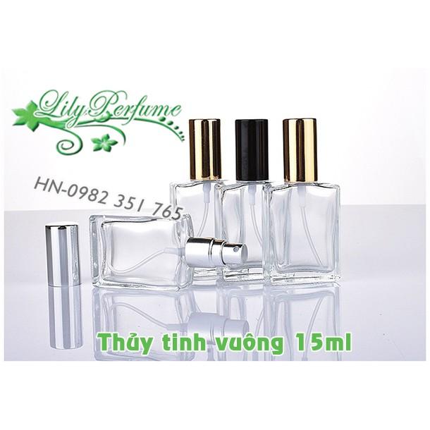 Lọ chiết nước hoa 15ml thủy tinh vuông dẹt Vỏ chiết Ống Chiết Chai chiết nước hoa