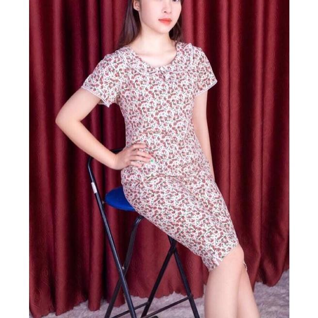 Bộ đồ lửng mùa hè, đồ mặc nhà nữ chất lụa nhật mềm mát không nhăn, đủ size từ 39-67kg