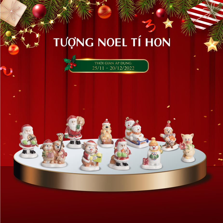 [HÀNG TẶNG KHÔNG BÁN] Set 2 Tượng Noen Tí Hon Sứ Minh Long