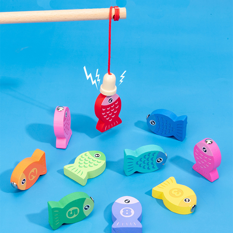 Đồ chơi Bảng gỗ chữ số kèm câu cá cho bé vui chơi học tập loại 63pcs