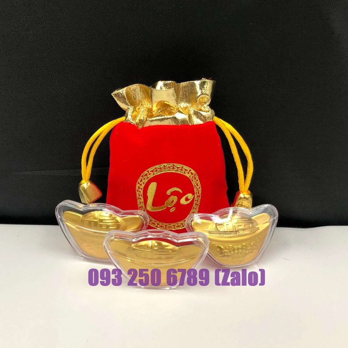 Thỏi Vàng Kim Nguyên Bảo Kèm Túi Phúc, Lộc - Chiêu Tài, May Mắn