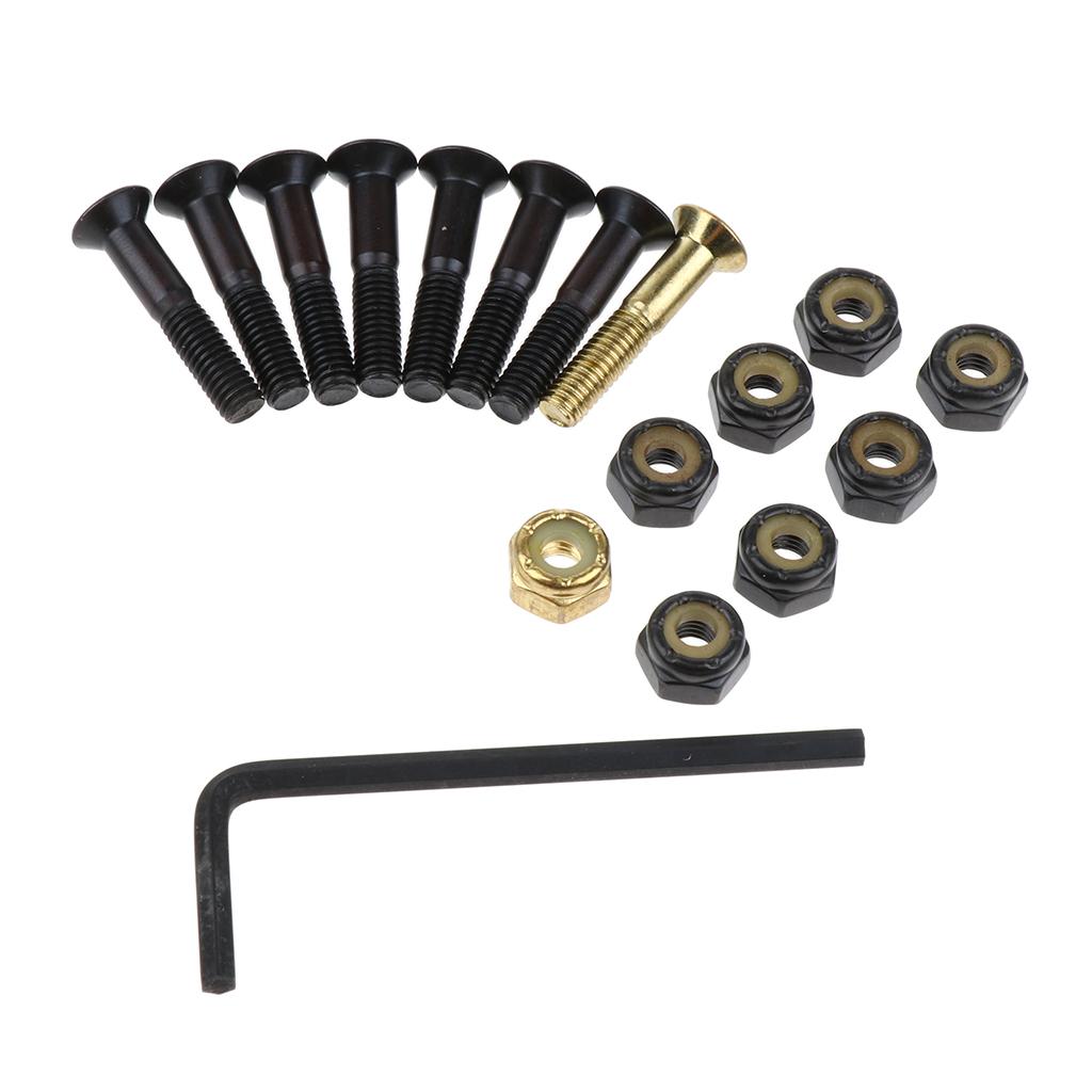 8pcs Replacement Skateboard Truck Hardware Set Longboard Screws Bolts Wrench