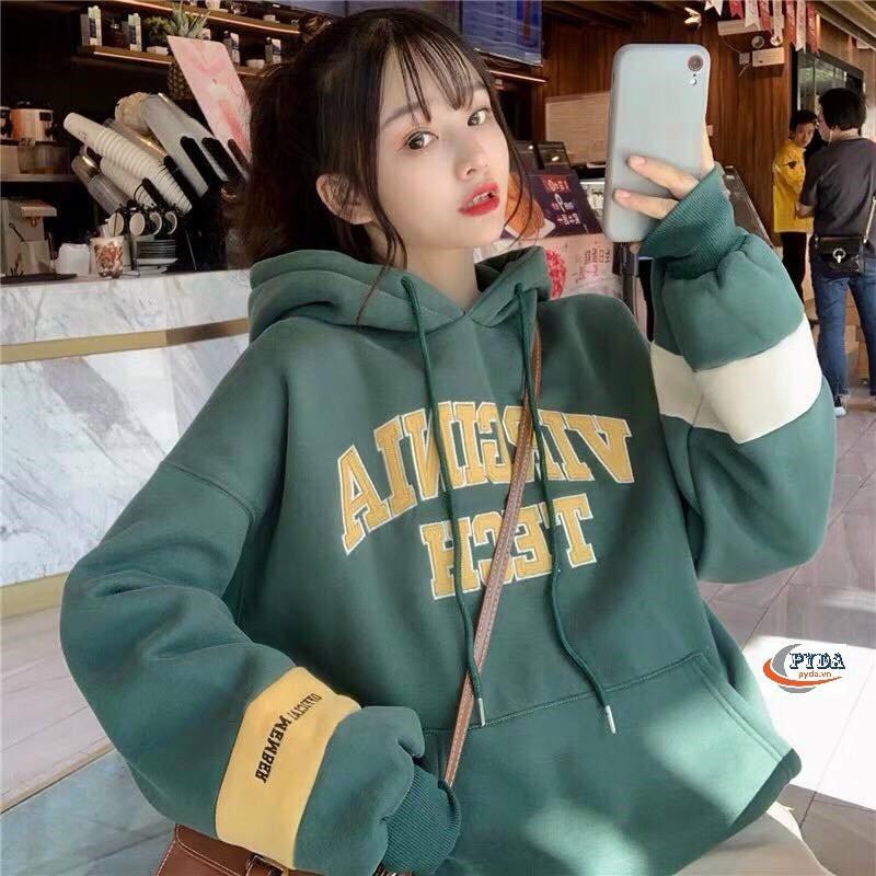 Áo Hoodie Unisex Ulzzang Màu Vàng Vải Nỉ Ngoại Cao Cấp N18